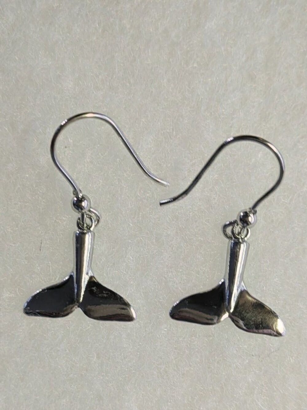 Silver Star Collection Rhodium Plated Whale Tail Drop Earrings 925